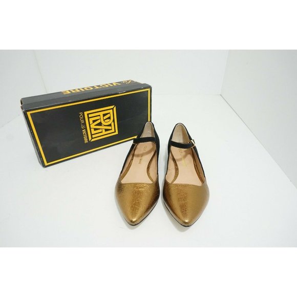 Pour La Victoire Bonat Flat Bronze Black Women's Flats Ankle Strap US 7.5 M $250 - Picture 7 of 11